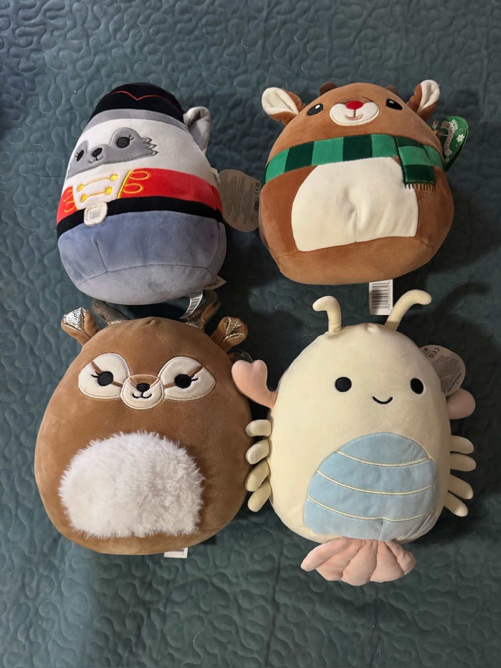 Squishmallows Plush Set - Brown, Cream, Blue, Green